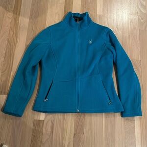 SPYDER JACKET WOMENS SIZE MEDIUM TEAL FULL ZIP RIBBED FLEECE SKI COAT WINTER